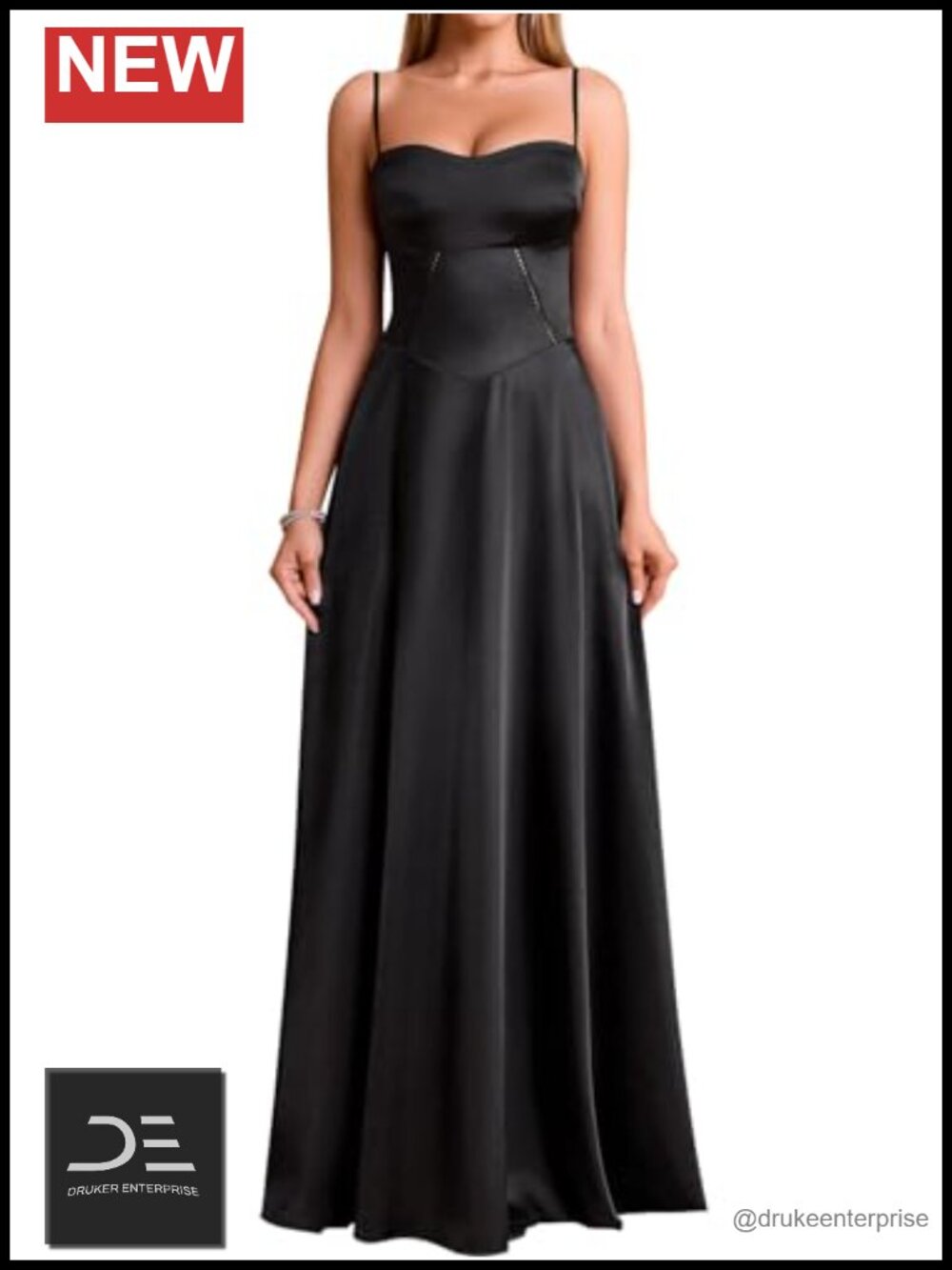 Satin Maxi Dress Spaghetti Strap Lace Up Formal Wedding Guest